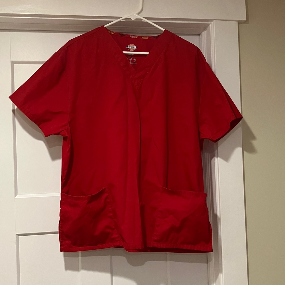 Dickies Red Short Sleeve Men/women scrub top